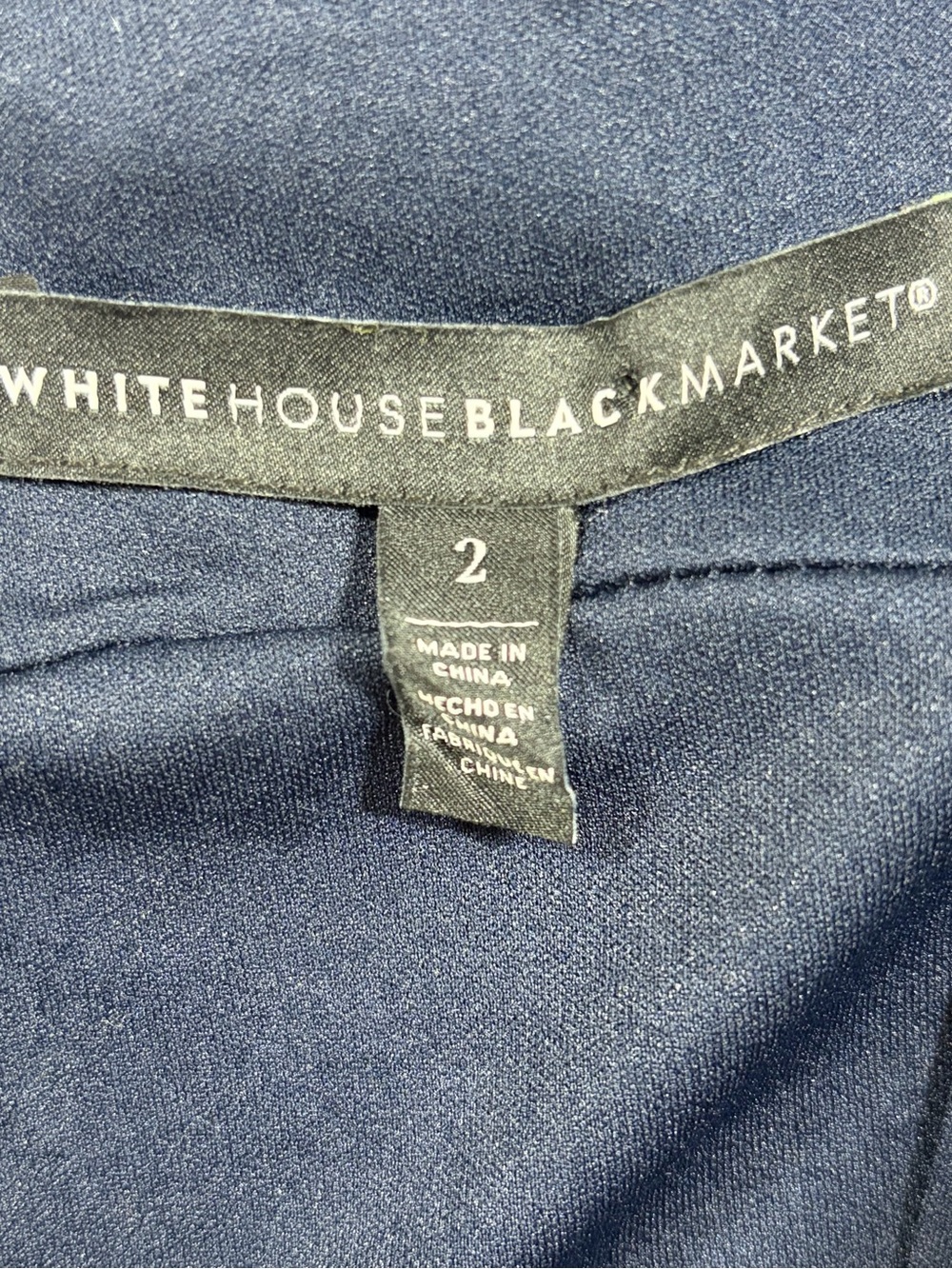 WHBM Navy Cross-Front Bodycon Midi Dress (2) - Picture 7 of 9